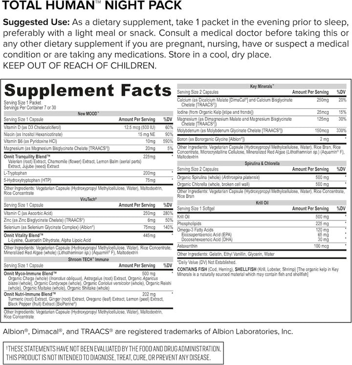 ONNIT Total Human - Paquetes diarios de vitaminas para