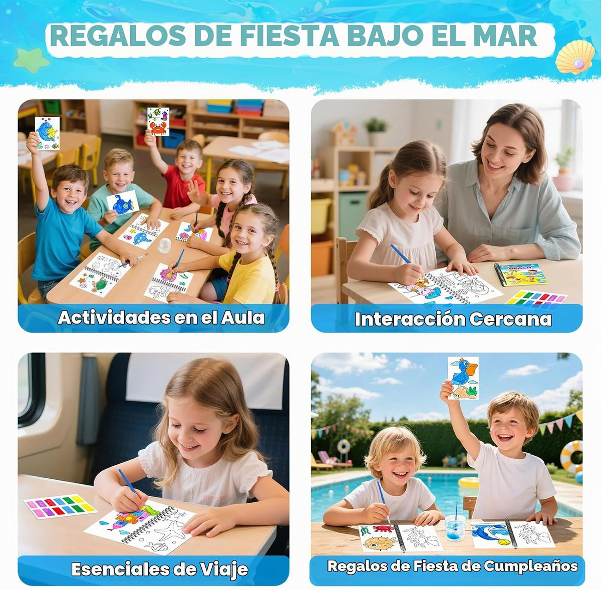 ZMLM Paquete de 24 libros para colorear del océano, recuerdos de fiesta de