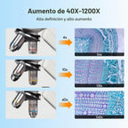 Microscopio digital MT3-4 1200X USB, pantalla de 7" para niños