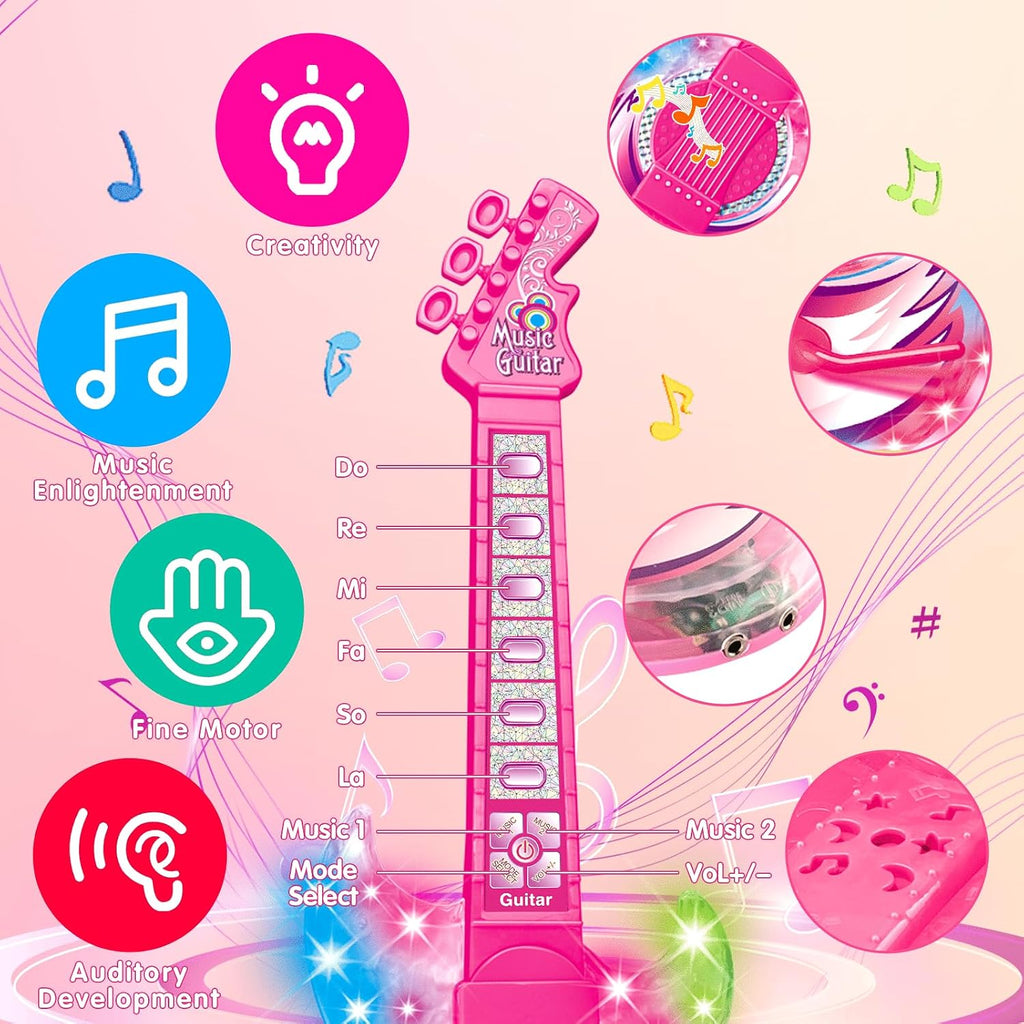 Juego de guitarra eléctrica y micrófono para niños, juguete musical, regalo