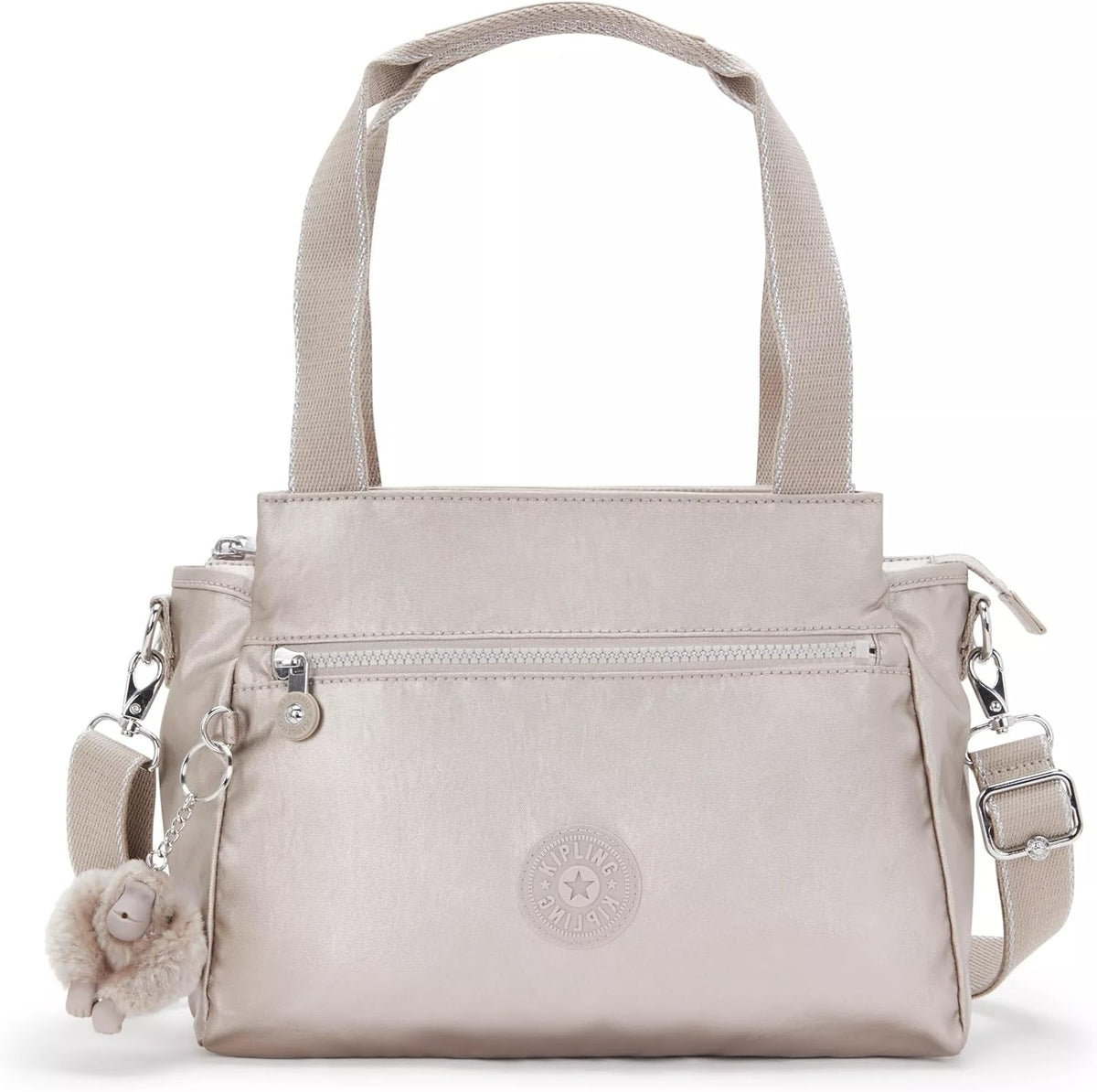 Kipling Elysia Bolso bandolera convertible sólido, Brillo metálico.