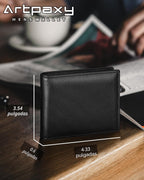 Artpaxy Billetera plegable para hombre con bloqueo RFID de cuero genuino, Negro, Casual