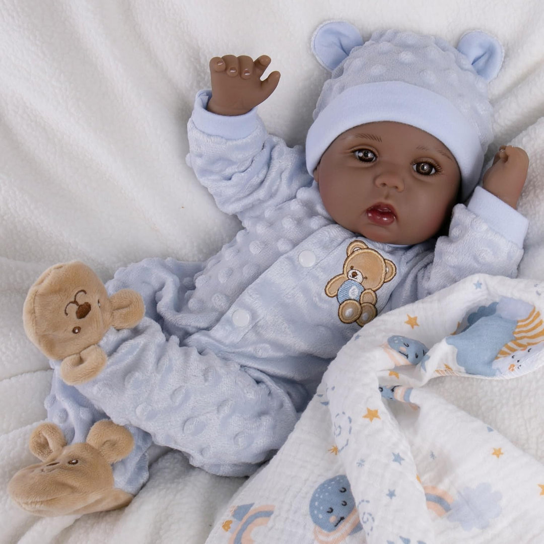 Milidool Muñecas de bebé recién nacidas negras de 18 pulgadas, muñe...