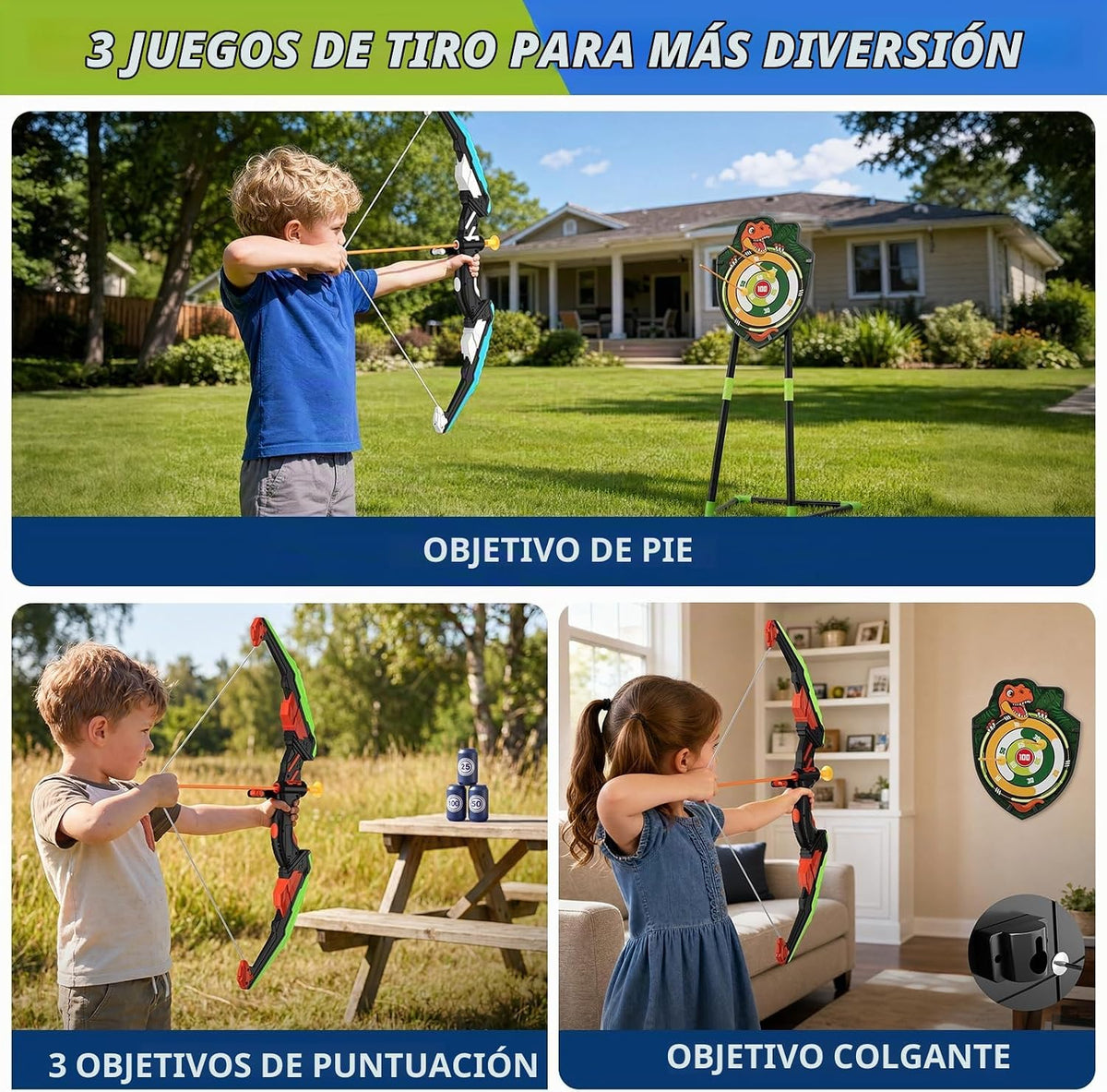 Bow y Arrow para Kids, LED Light Up Archery Set, Indoor Outdoor Sport Gifts para Boys Girls Ages 4-12