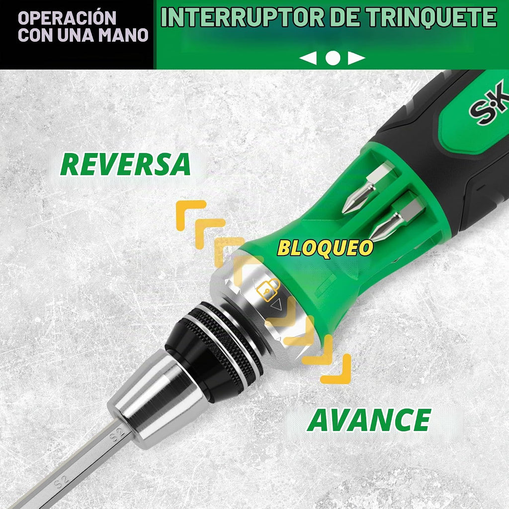 SK Destornillador de trinquete 12 en 1, destornillador de trinquete