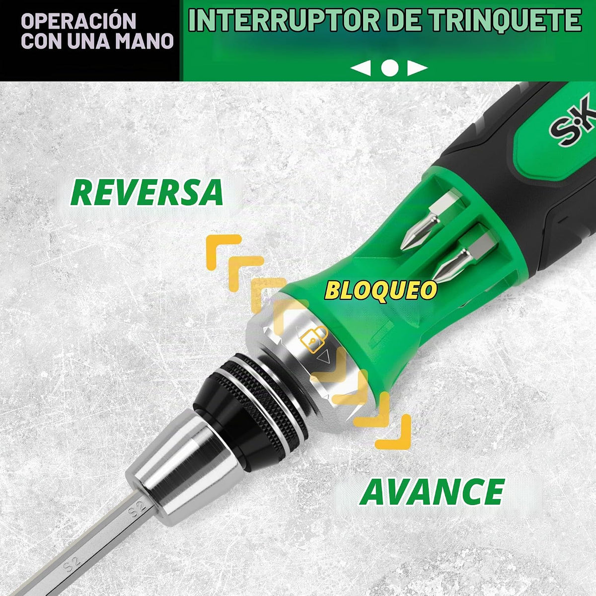 SK Destornillador de trinquete 12 en 1, destornillador de trinquete