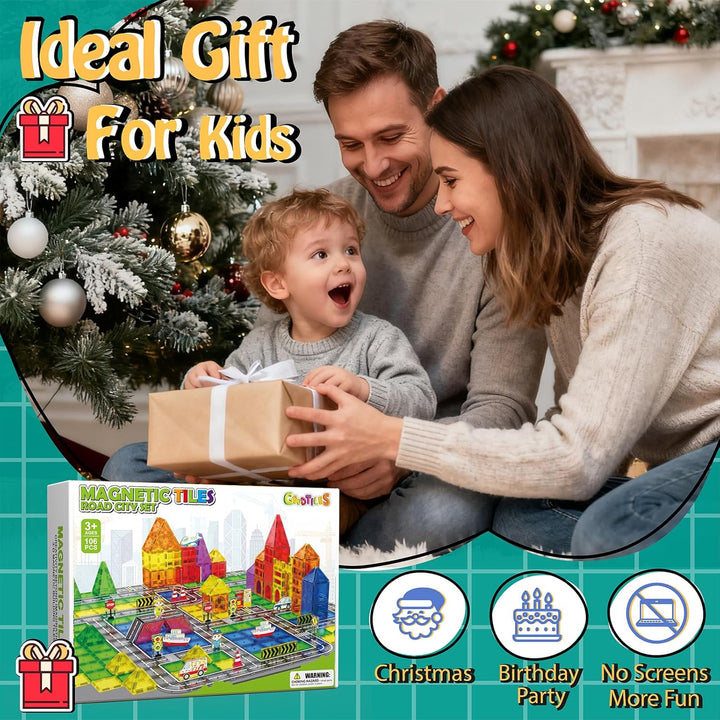 106 Piezas Azulejos Magnéticos de Navidad, Bloques de Construcción...