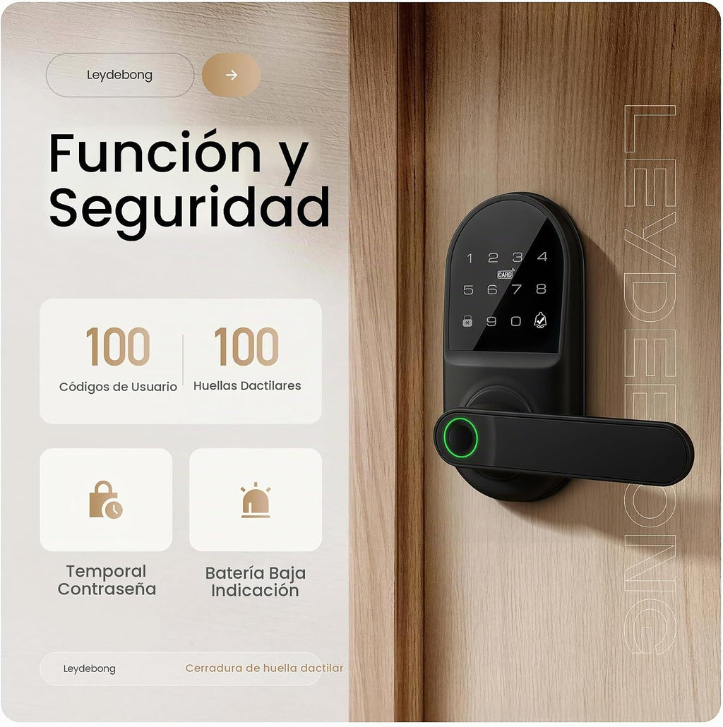 Leydebong Cerradura de puerta con teclado inteligente con manija, cerradura