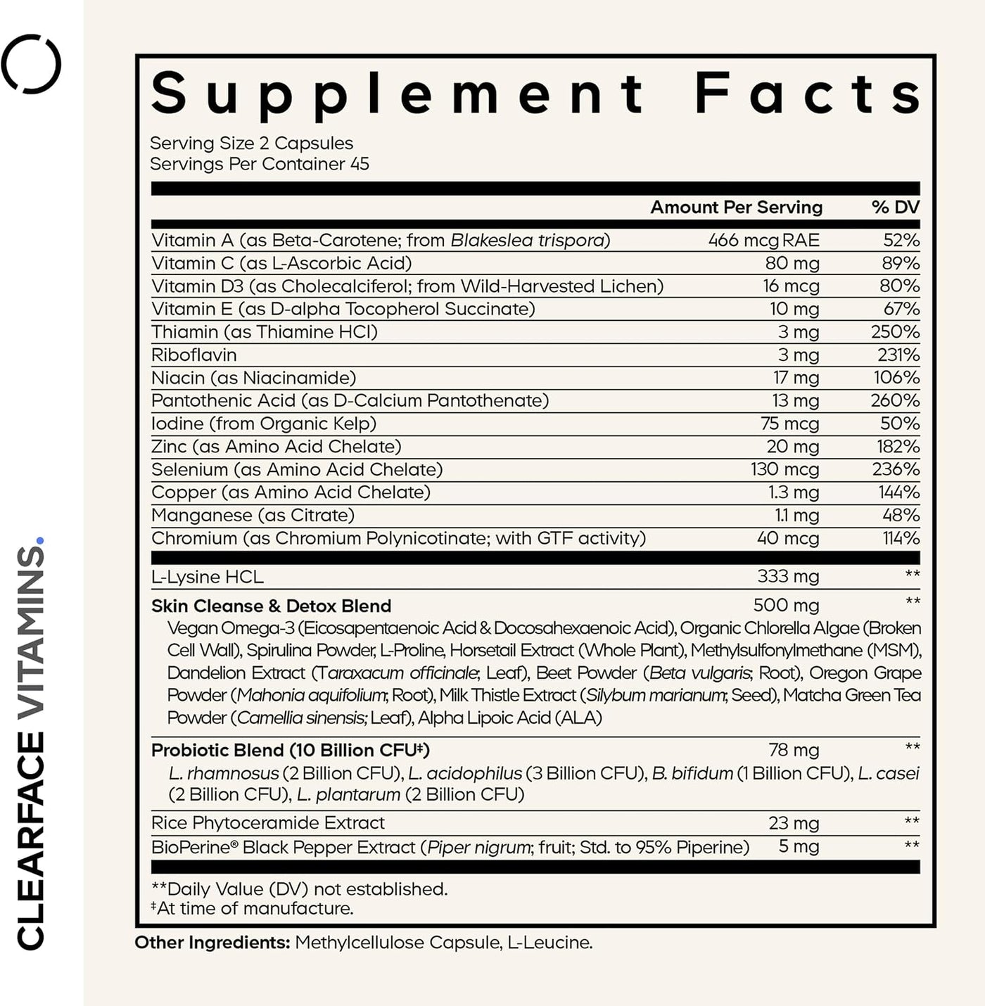 Codeage Clearface Vitaminas, Vitaminas para la Piel, Minerales, Nia...