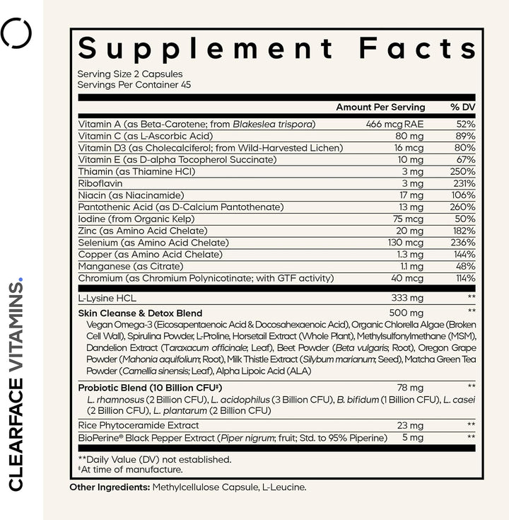 Codeage Clearface Vitaminas, Vitaminas para la Piel, Minerales, Nia...