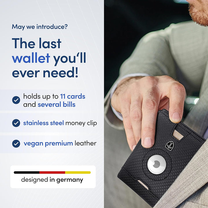 TRAVANDO AirTag* Cartera para hombres con clip para dinero Air Tag,...