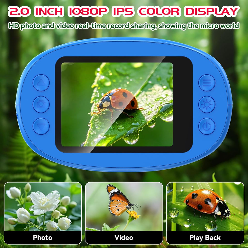 Microscopio digital de mano 1000X para niños, explora juguetes y regalos de laboratorio científico STEM, lupa Edu 4K de 2.0 pulgadas, cámara de microscopio portátil para niños y niñas, juguete de