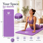 Tapete de yoga extra grueso, antideslizante de 0.591 in NBR, 72 x 24 pulgadas, viene con bola de masaje TPE y cronómetro digital, alfombrilla de entrenamiento para ejercicio en casa, fitness, pilates