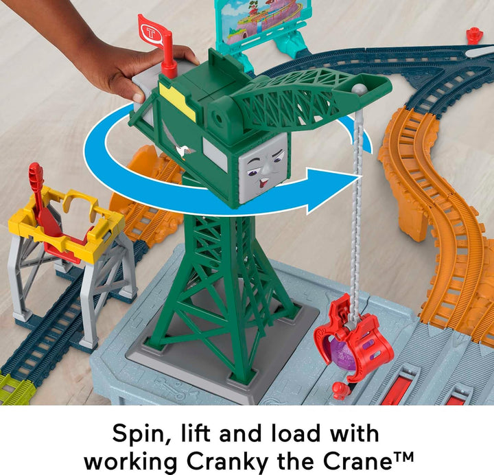 Thomas &amp; Friends Juego de tren de juguete motorizado, Cranky Pa...