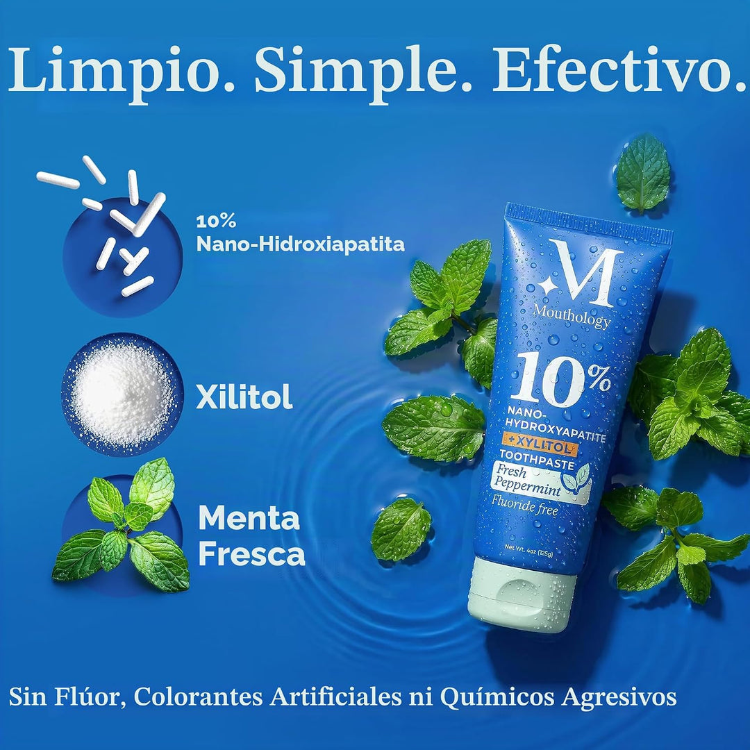 Mouthology Pasta de dientes 10% Nano Hidroxiapatita (paquete de 3,...