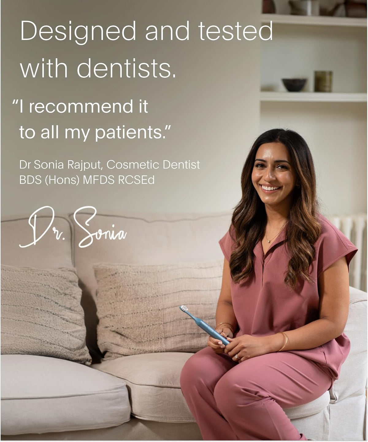 SURI Cepillo de dientes eléctrico Pro Sonic | Batería para más de 4 semanas | Sensor de presión | Cuerpo de aluminio | Temporizador de 2 minutos | Cabeza a base de plantas | Azul
