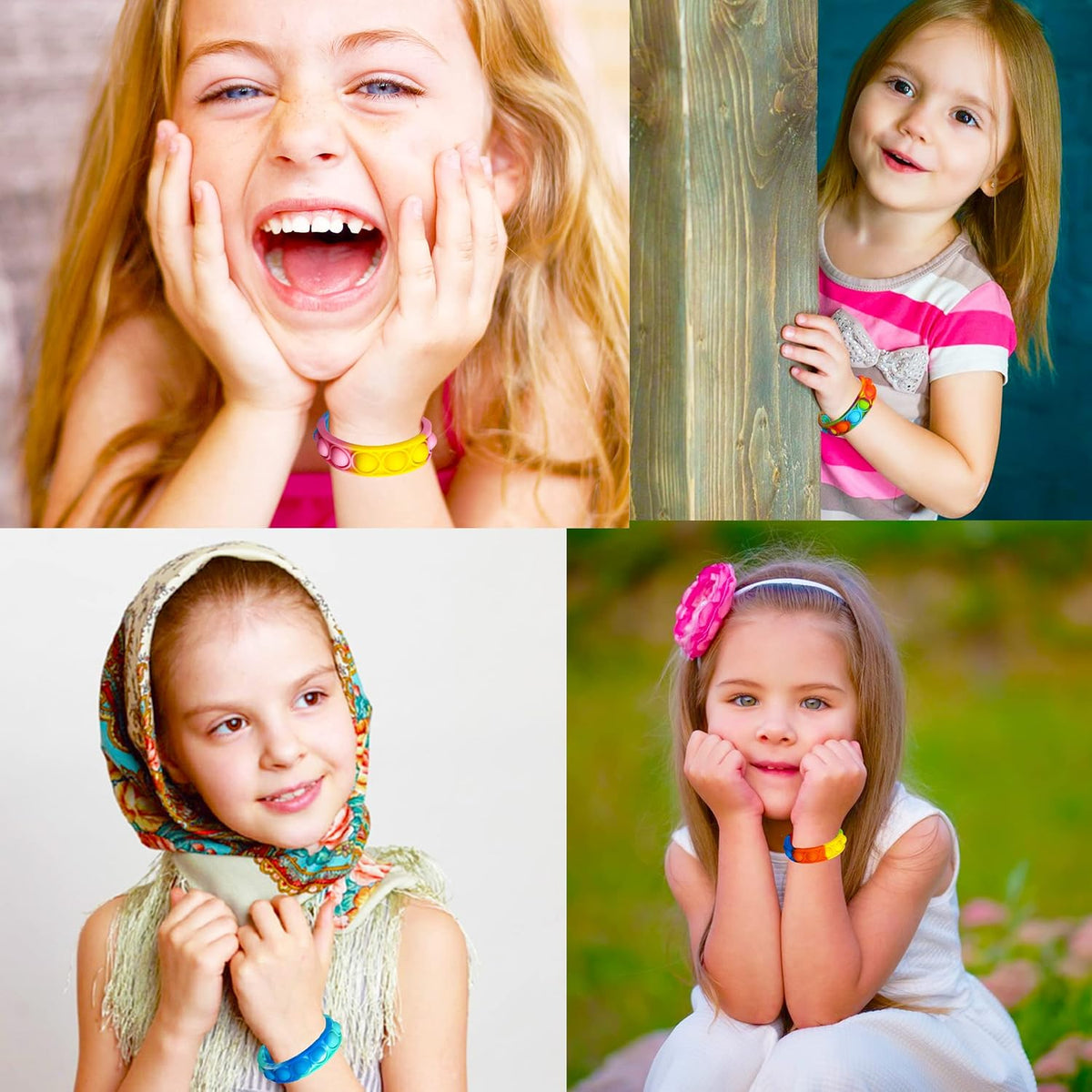 Paquete de 100 pulseras para ansiedad a granel, duraderas y ajustables, pulseras de presión multicolor para niños y adultos, juguetes a granel