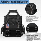 Bolsa de almuerzo con enfriador - Lonchera táctica aislada para hombres - Cubo de almuerzo grande y suave expandible para adultos, trabajo, al aire libre, turnos, viajes, negro, 16L