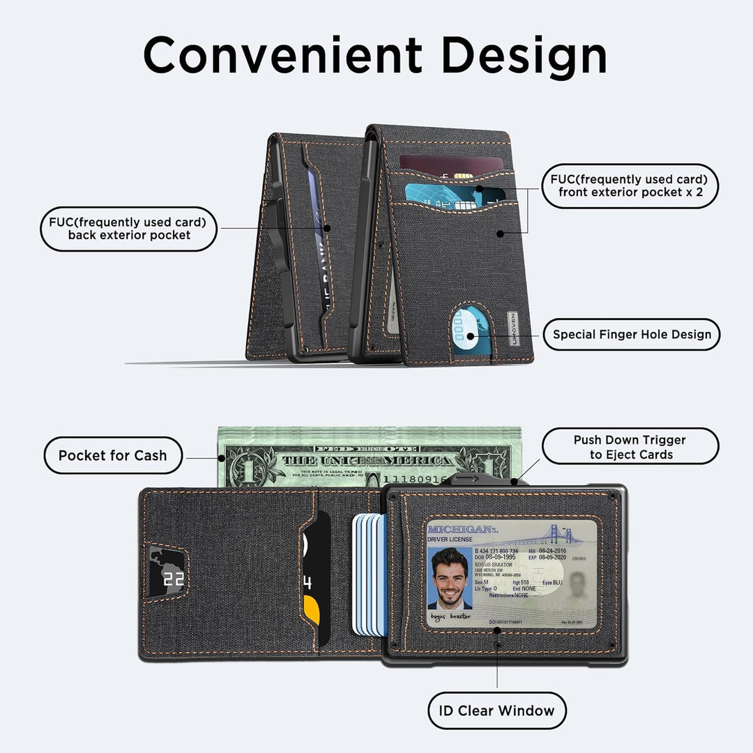 Cartera para hombre - Estuche emergente, ranura para efectivo y ran...