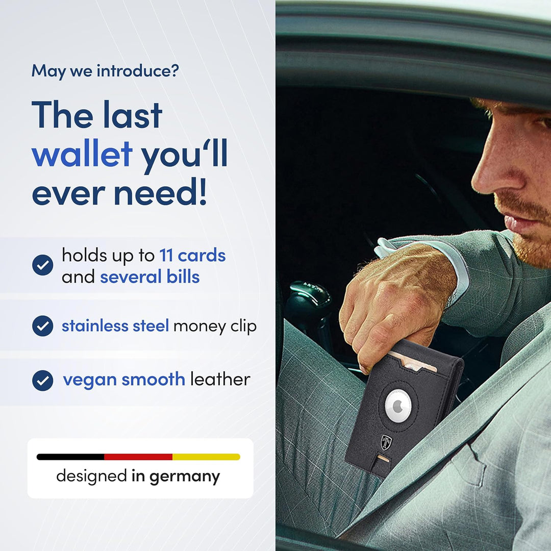 TRAVANDO AirTag* - Cartera para hombre con clip para dinero, tarjet...