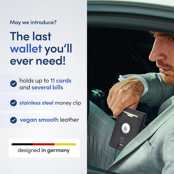 TRAVANDO AirTag* - Cartera para hombre con clip para dinero, tarjet...