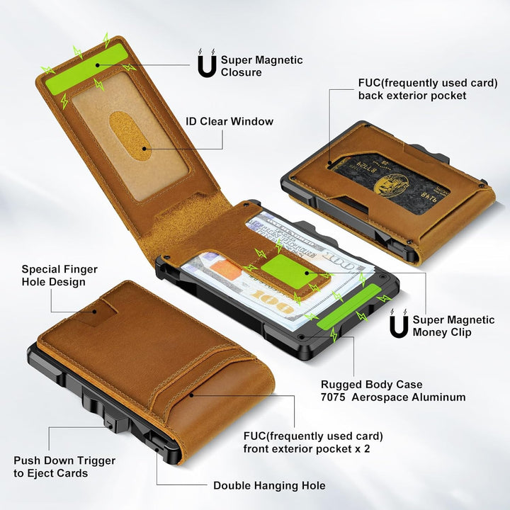 furid Cartera de cuero genuino para hombre: carteras minimalistas R...