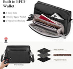 befen Bolsos cruzados de cuero genuino para mujer, cartera de cuero para