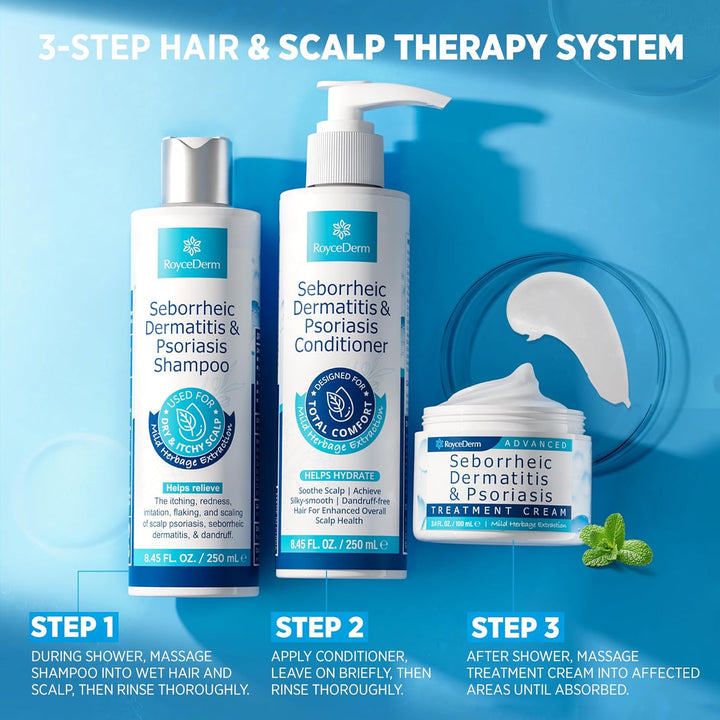 Set de crema para dermatitis seborreica y psoriasis, champú y acond...