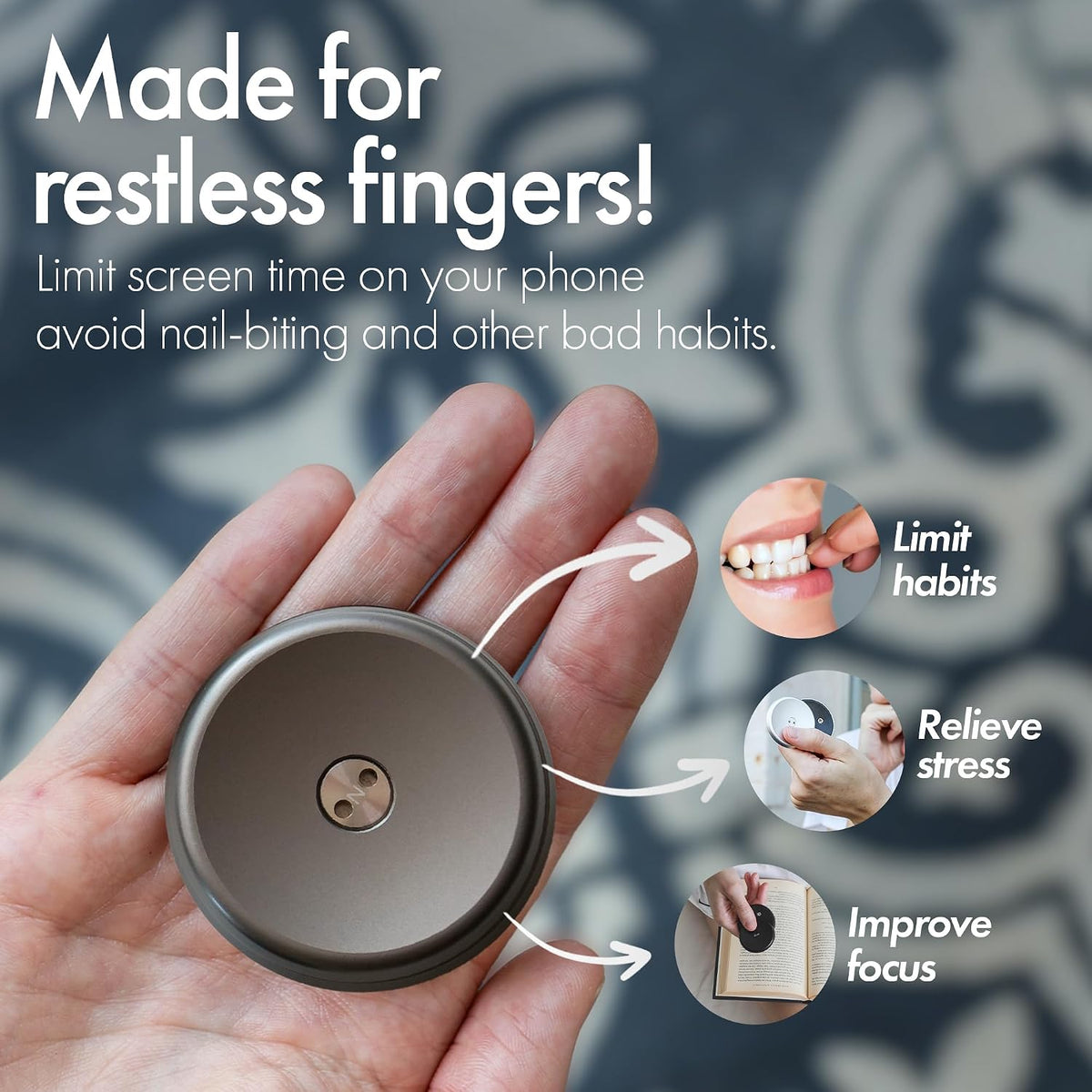 ONO Slider - Juguete fidget de mano para adultos | Ayuda a aliviar el estrés, la ansiedad, la tensión | Promueve el enfoque, la claridad | Diseño compacto y portátil (Natural - Titanio)