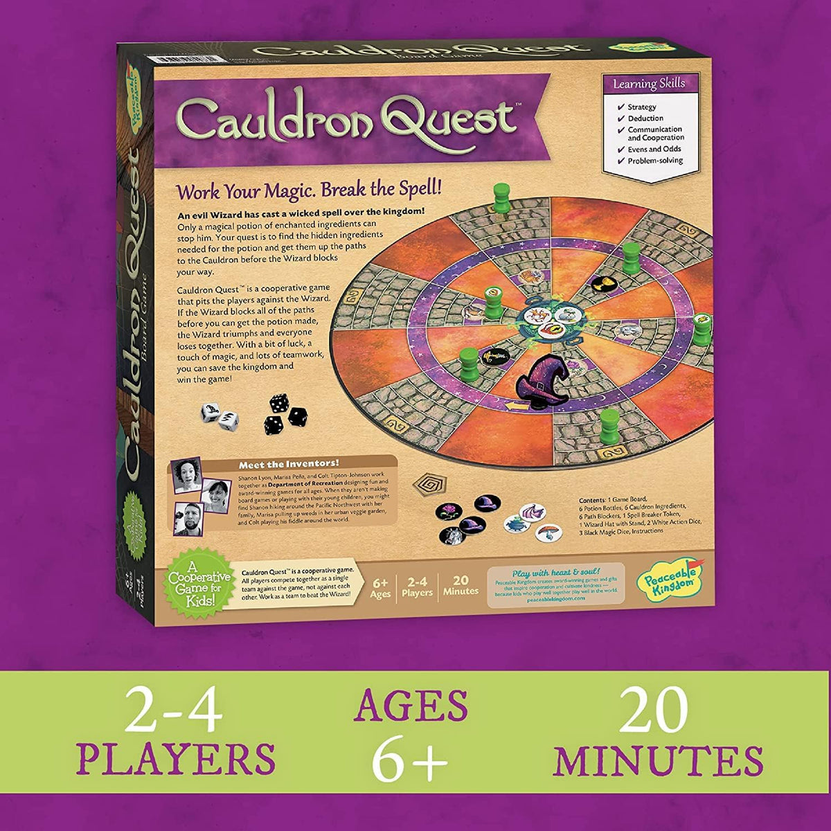 Peaceable Kingdom Busqueda del caldero galardonado Juego de Pociones y hechizos Cooperativa Para Niños