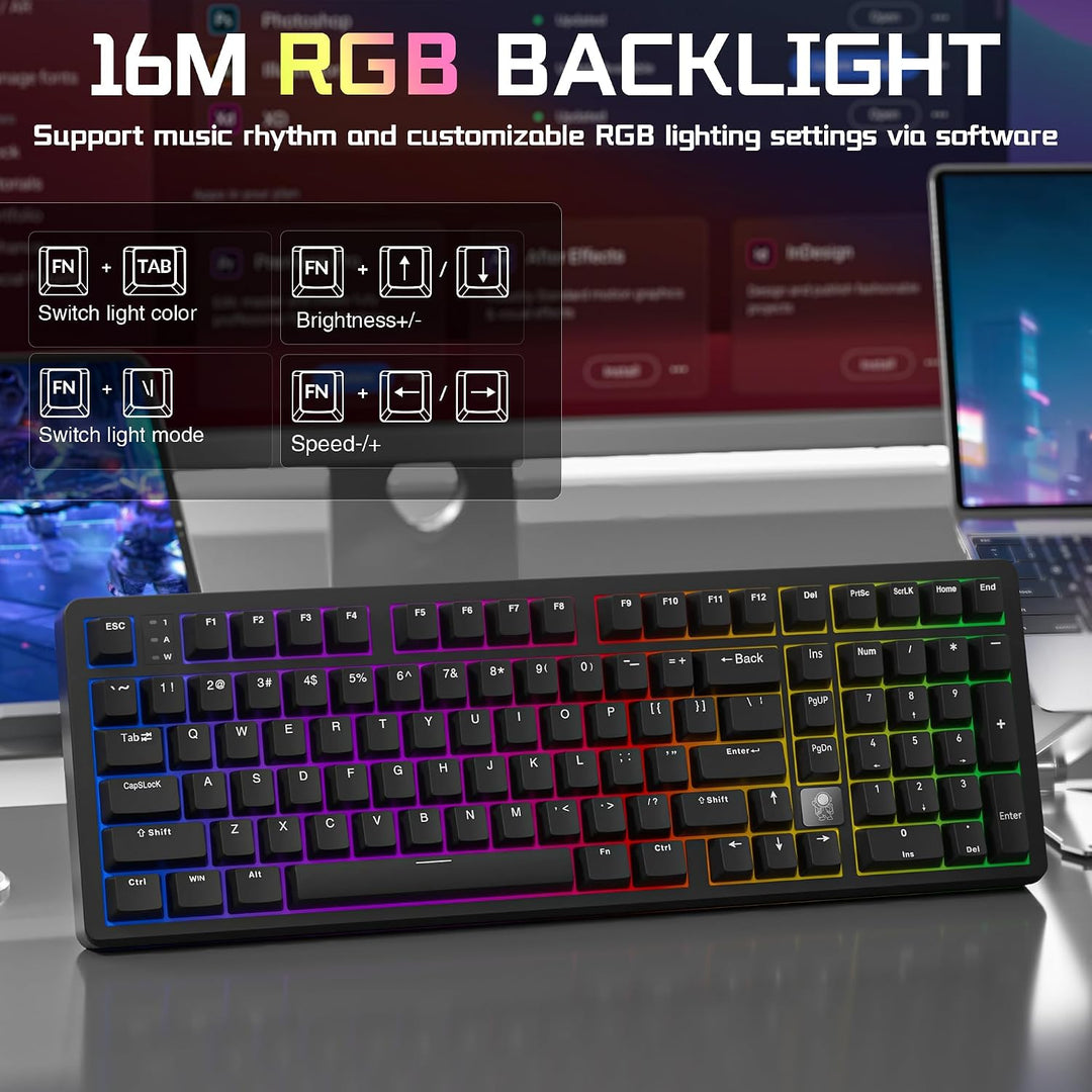 LEOBOG HI98C Pro Teclado mecánico inalámbrico para juegos, triple m...
