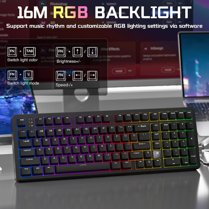 LEOBOG HI98C Pro Teclado mecánico inalámbrico para juegos, triple m...
