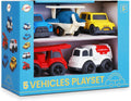 Paquete de 5 juguetes para niños pequeños, autos de juguete, incluyendo avión, camión de bomberos, ambulancia, camión de recogida y Jeep, regalo ideal para edades de 3 a 5 años (los colores pueden variar)