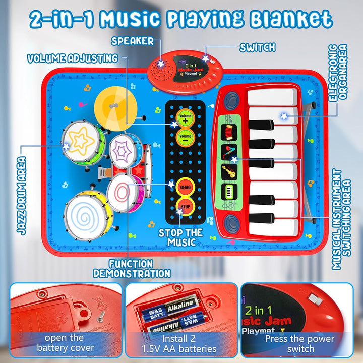 Oripira Juguetes musicales 2 en 1 para niños de 1, 2, 3, 4, 5 años,...