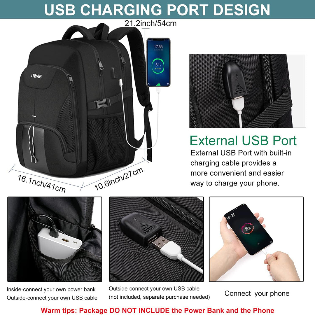 LIWAG Mochila para portátil, negra, capacidad de 55L, compatible co...