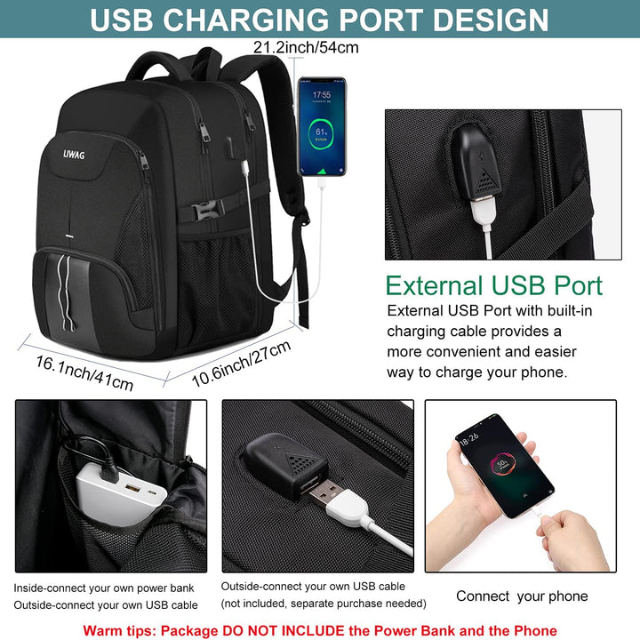 LIWAG Mochila para portátil, negra, capacidad de 55L, compatible co...