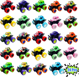 24 paquetes de mini juguetes de camiones monstruo para niños y niña...