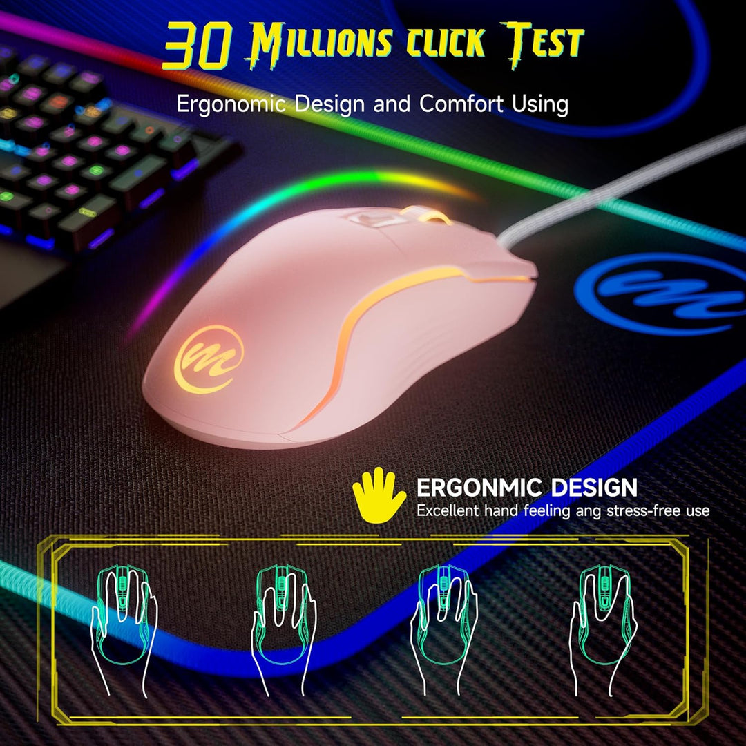 memzuoix Mouse para juegos con cable RGB - 6 DPI ajustables hasta 1...