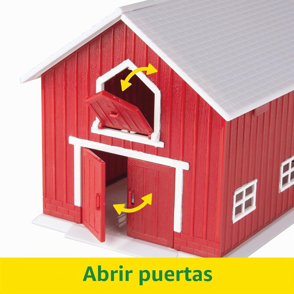 Tomy John Deere - Juego de granero rojo para niños, escala 1:64
