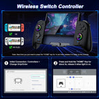 Gammeefy Control de Switch – Joysticks de Efecto Hall y agarre mejorado – Reemplazo de mando único para Switch Joypad con 8 iluminación RGB en color, Turbo, Macros - Negro, 6.2"/7"