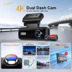 Cámara para auto dual 4K Delantera y Trasera, sensor STARVIS 2, Wi‑Fi 6, Visión nocturna