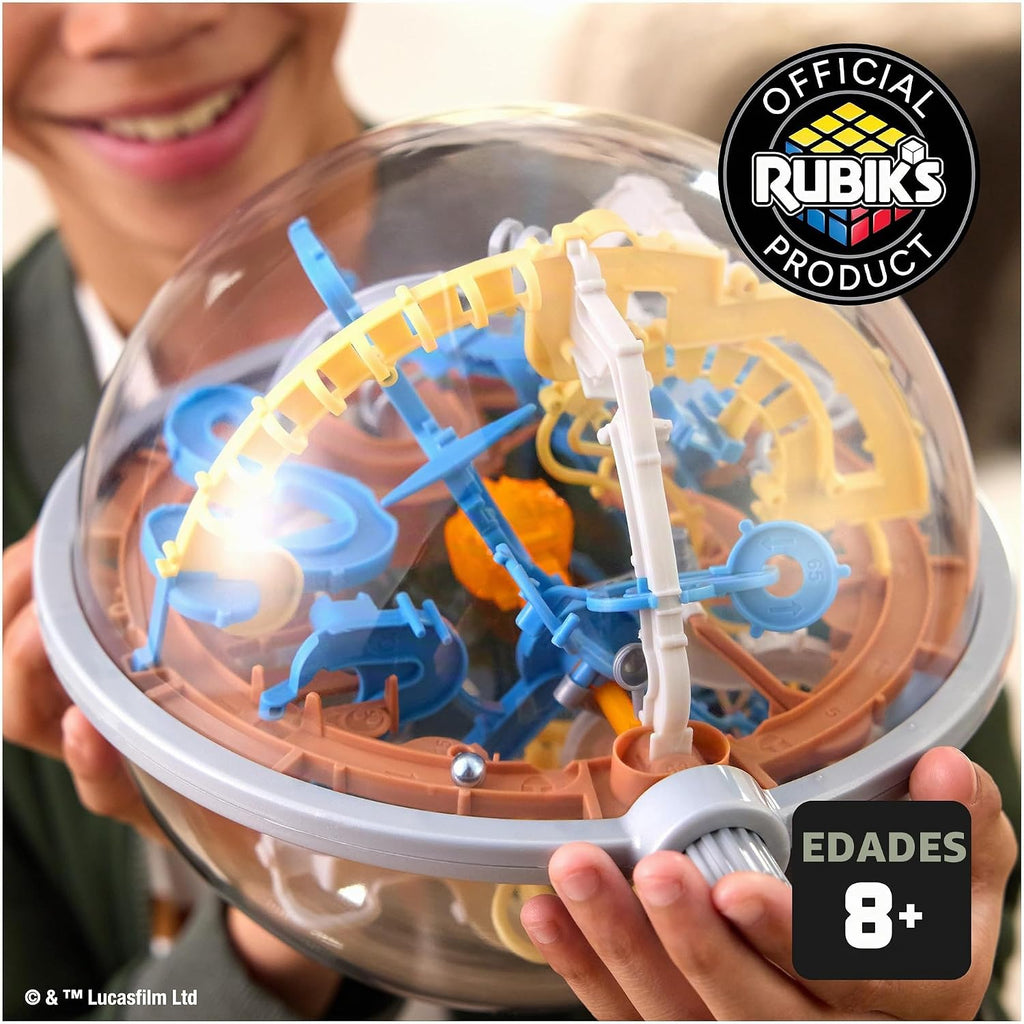 Rubik's Cube, Rubik's Tracks Star Wars, Laberinto de gravedad 3D con temática de Mandalorian y rompecabezas 3D con 80 obstáculos, Grogu en miniatura en el interior, juguete antiestrés desafiante