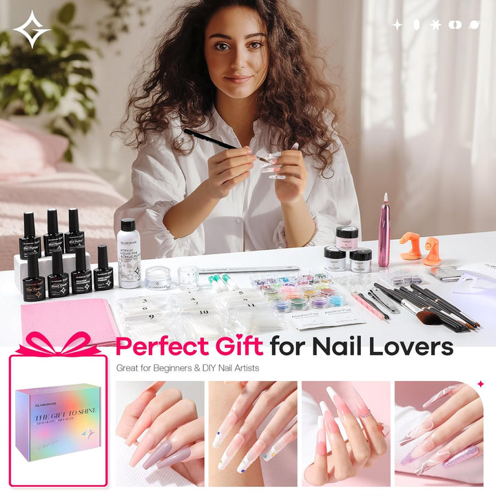 Glamonade Kit de uñas acrílicas para principiantes: juego de uñas p...
