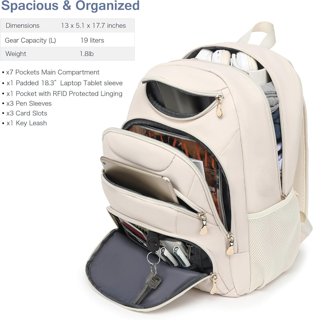 Mochila para laptop Boavan para hombres (Negro, 15.6), Beige crema,...