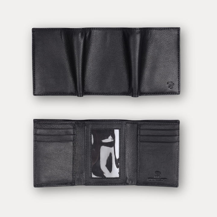 TRUTANN Cartera de cuero negro \u2013 Soporte para tarjetas triple...
