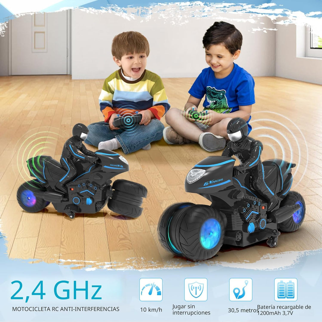 iappadore Motocicleta RC, Motocicleta de Control Remoto con Luces R...