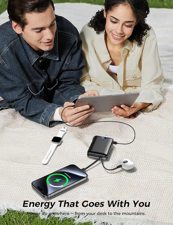 Sucrosey Cargador portátil de 50000 mAh con cable integrado y enchu...
