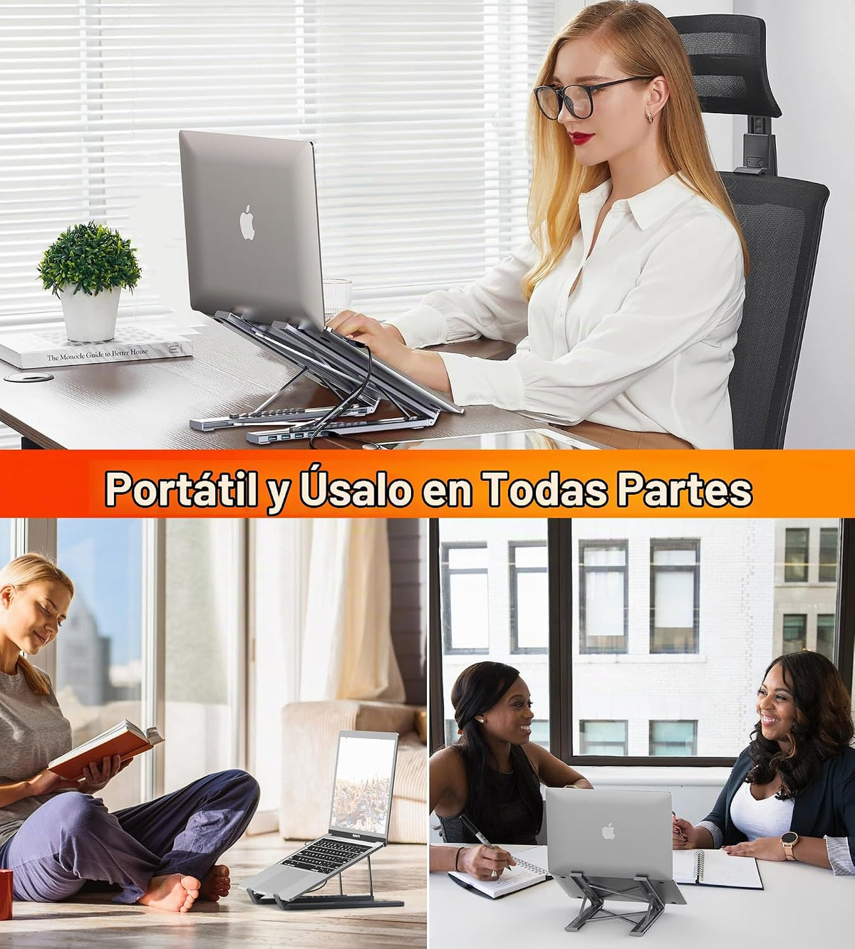 Base de acoplamiento USB C de 5 en 1 con soporte para portátil de a...