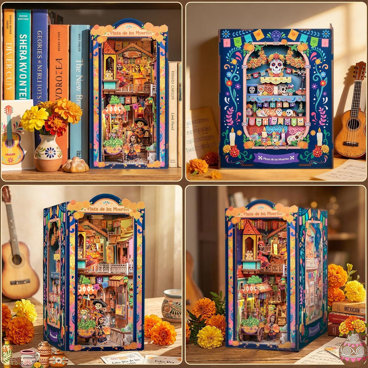 CUTEBEE Kit de rincón de libro, rompecabezas de madera 3D en miniatura para