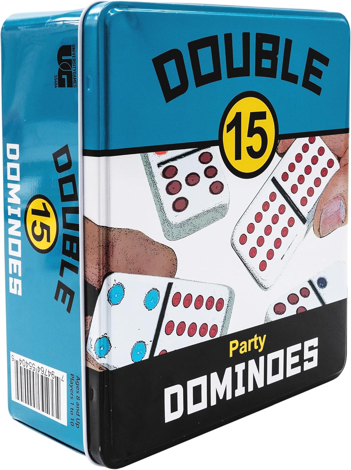 Double 15 Domino Game - Lata de viaje, juego familiar portátil, a partir de 8 años